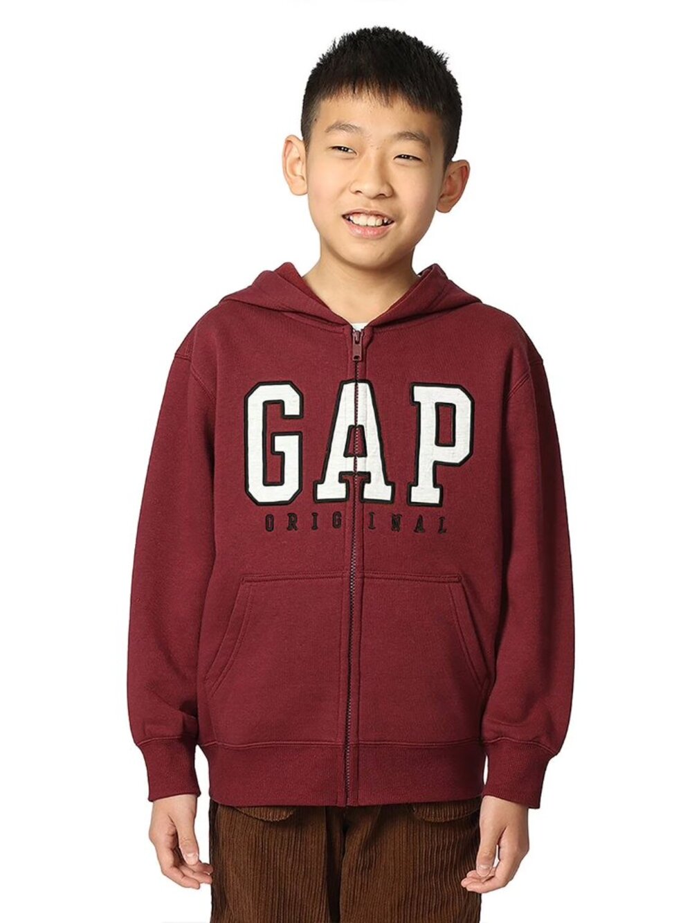 NEW Gap Kids Full Zip Fleece Hooded Sweatshirt Burgundy XS 4/5